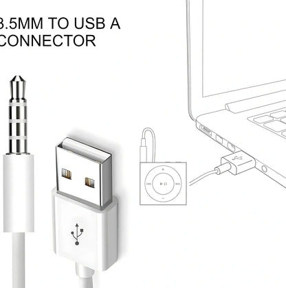White 18cm car AUX to USB 2.0 female converter cable for MP3 U-disk playback, 3.5mm jack