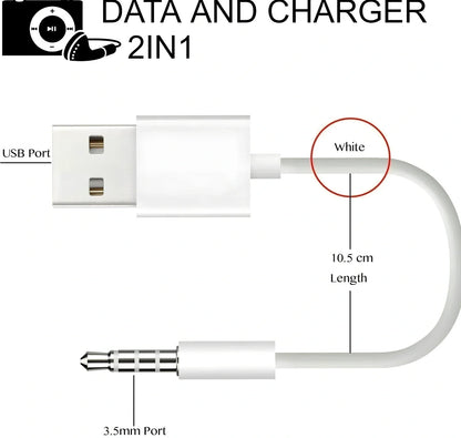 White 18cm car AUX to USB 2.0 female converter cable for MP3 U-disk playback, 3.5mm jack