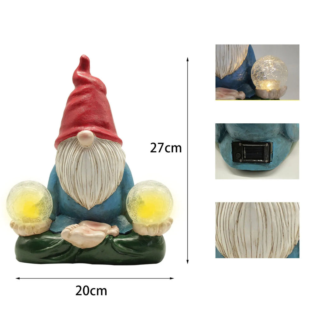 Solar LED resin dwarf garden statue with faceless old man design for outdoor decoration