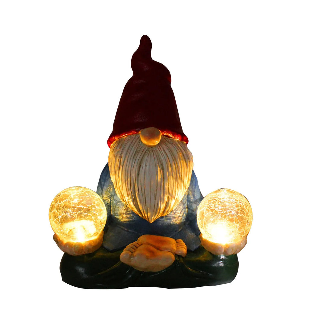 Solar LED resin dwarf garden statue with faceless old man design for outdoor decoration