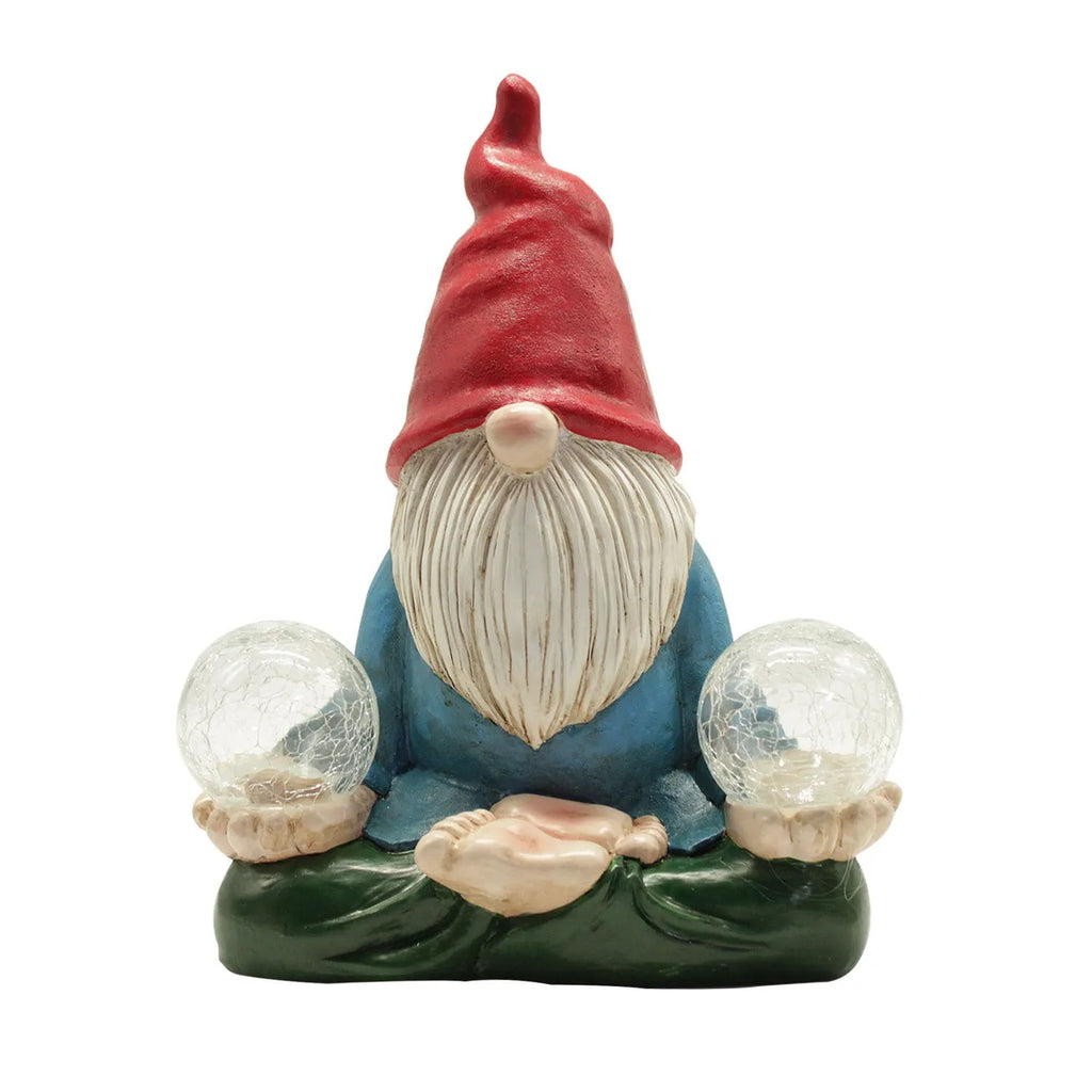 Solar LED resin dwarf garden statue with faceless old man design for outdoor decoration
