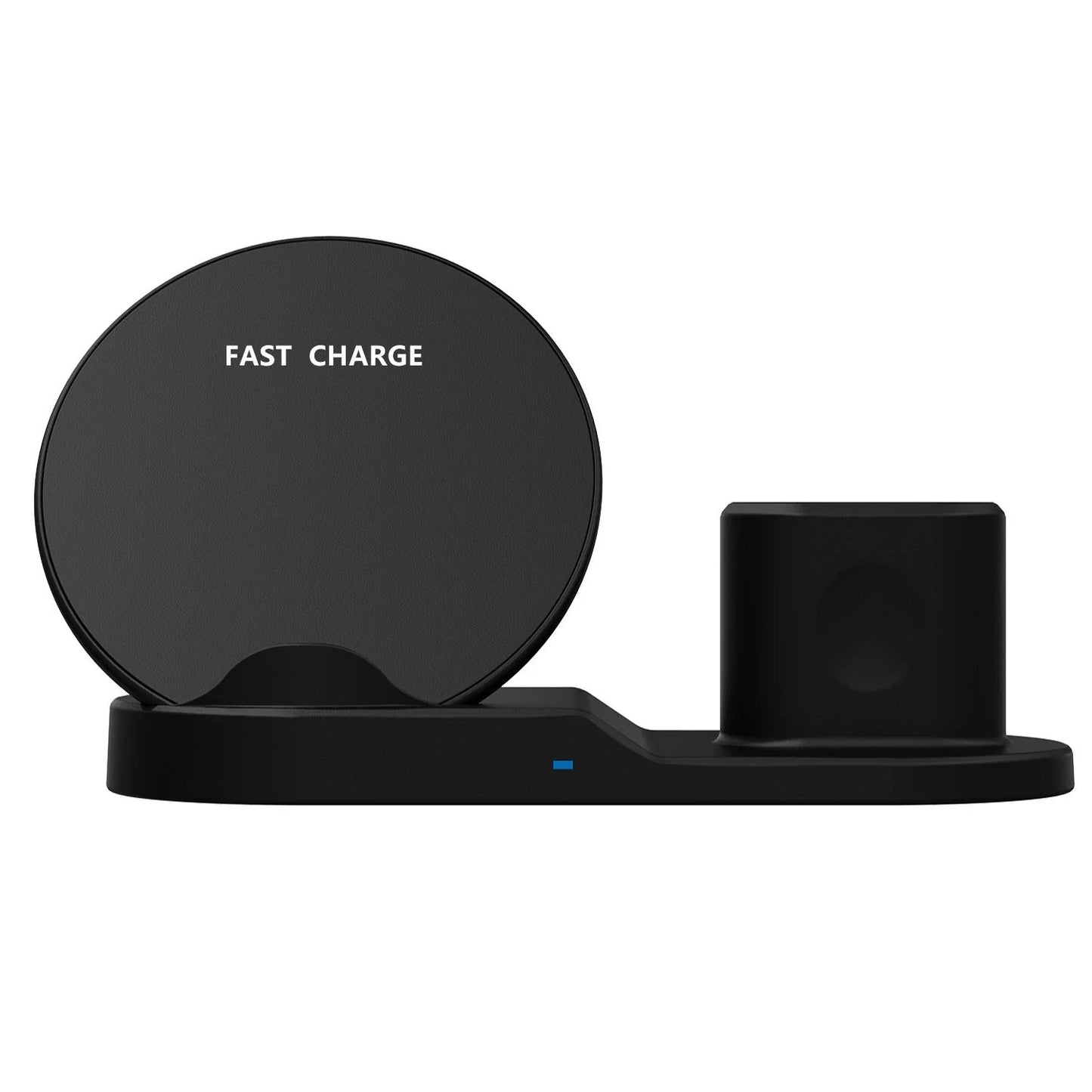 Premium 3-in-1 wireless charging station for Apple devices, including iPhone, AirPods, and Apple Watch, with fast-charging capabilities, safety features, and comprehensive compatibility.