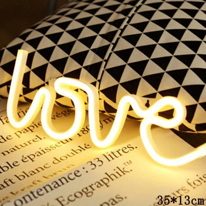 LED neon sign night light with USB and battery power options for home decoration