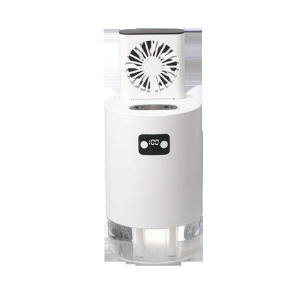 Lifting Fan Humidifier in white and green with remote control and USB charging