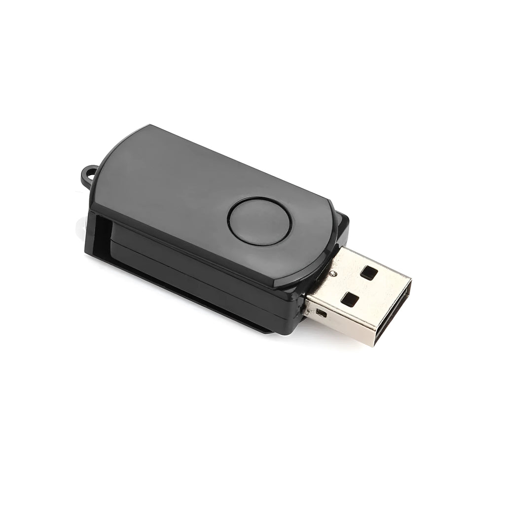 U03 Recording Rotary Card U Disk in black colour with plastic shell, showing rotary button and USB connector