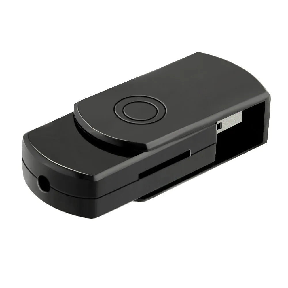 U03 Recording Rotary Card U Disk in black colour with plastic shell, showing rotary button and USB connector