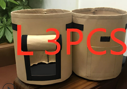 Black breathable non-woven plant growth bag with side window and double handles for potato cultivation