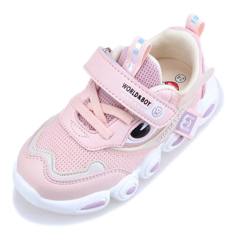 Children's ultra-light EVA sports shoes in blue with Velcro fastening and cartoon pattern