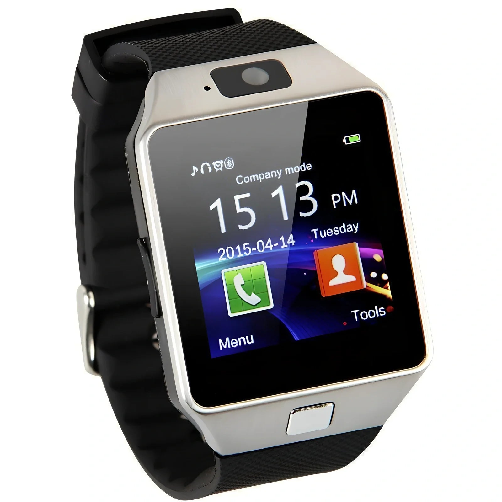 Bluetooth smart watch with 1.5-inch touch screen showing notification display