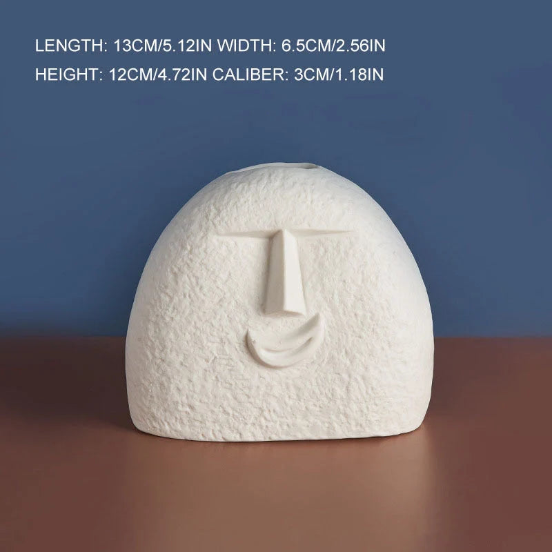 Ceramic face vase with unique expressions for home and office decoration