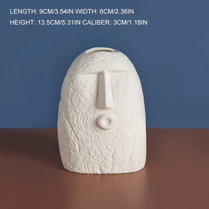 Ceramic face vase with unique expressions for home and office decoration