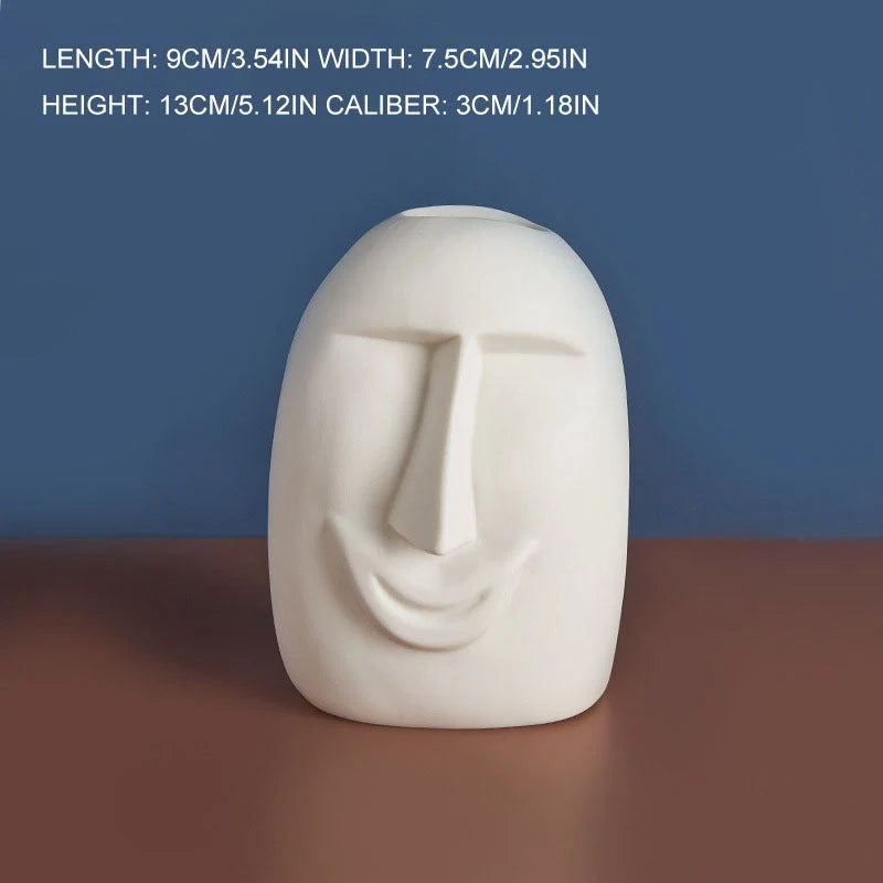 Ceramic face vase with unique expressions for home and office decoration