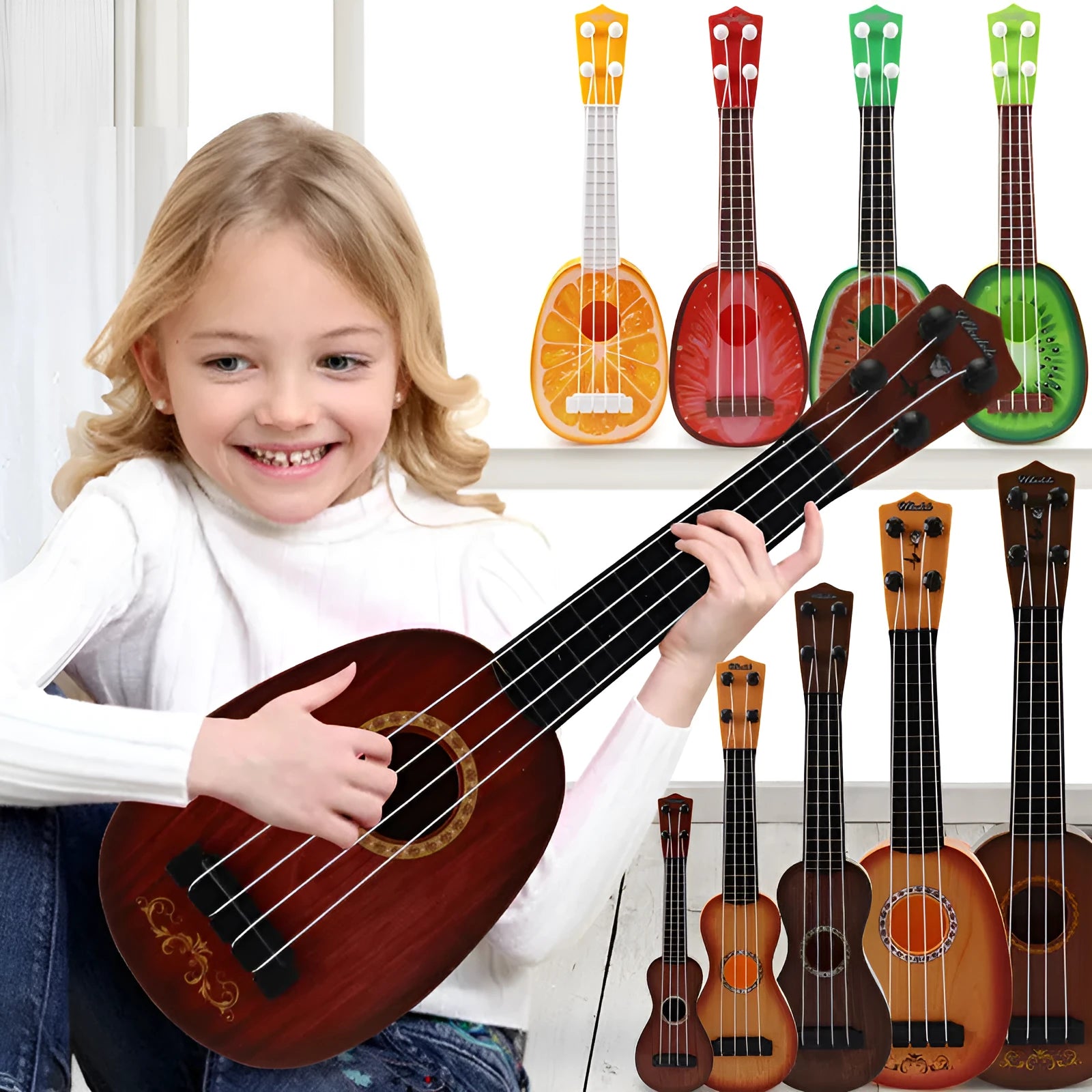 Children's safety plastic simulation ukulele toy for musical interest training