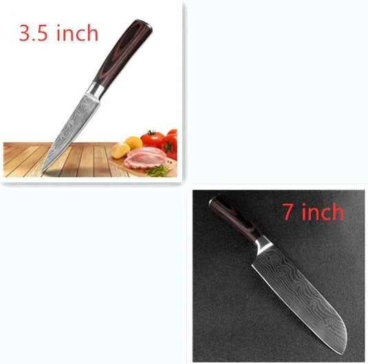 Carpenter's Special Set 6-piece and 8-piece kitchen knives with 7Cr17 stainless steel blades