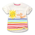 Girls' cotton short-sleeved T-shirt with cartoon print, round collar, 100% cotton, sizes 90-140 cm