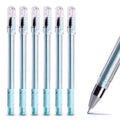 Cartoon syringe pens in black, blue, and pink colours with medical-themed design for student stationery
