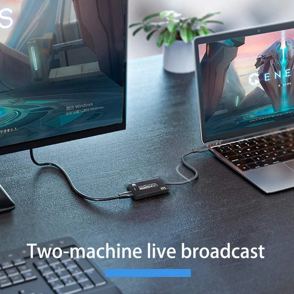 Black HDMI capture card with USB output for 1080P video capture and live broadcast