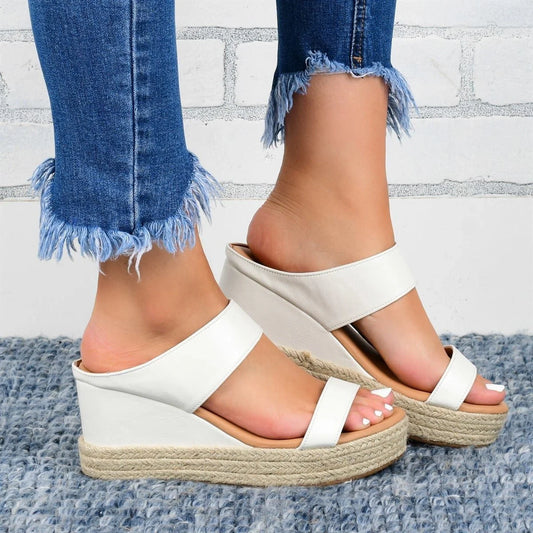 Casual wedge heel sandals with hemp design in various colours