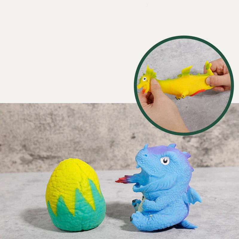 Dinosaur Egg Flip Toy in yellow, blue, green, and red for mood expression and stress relief