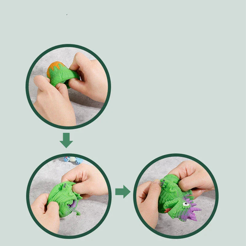 Dinosaur Egg Flip Toy in yellow, blue, green, and red for mood expression and stress relief