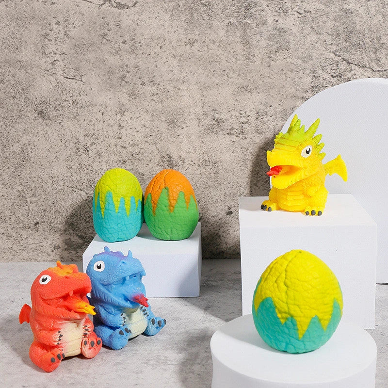 Dinosaur Egg Flip Toy in yellow, blue, green, and red for mood expression and stress relief