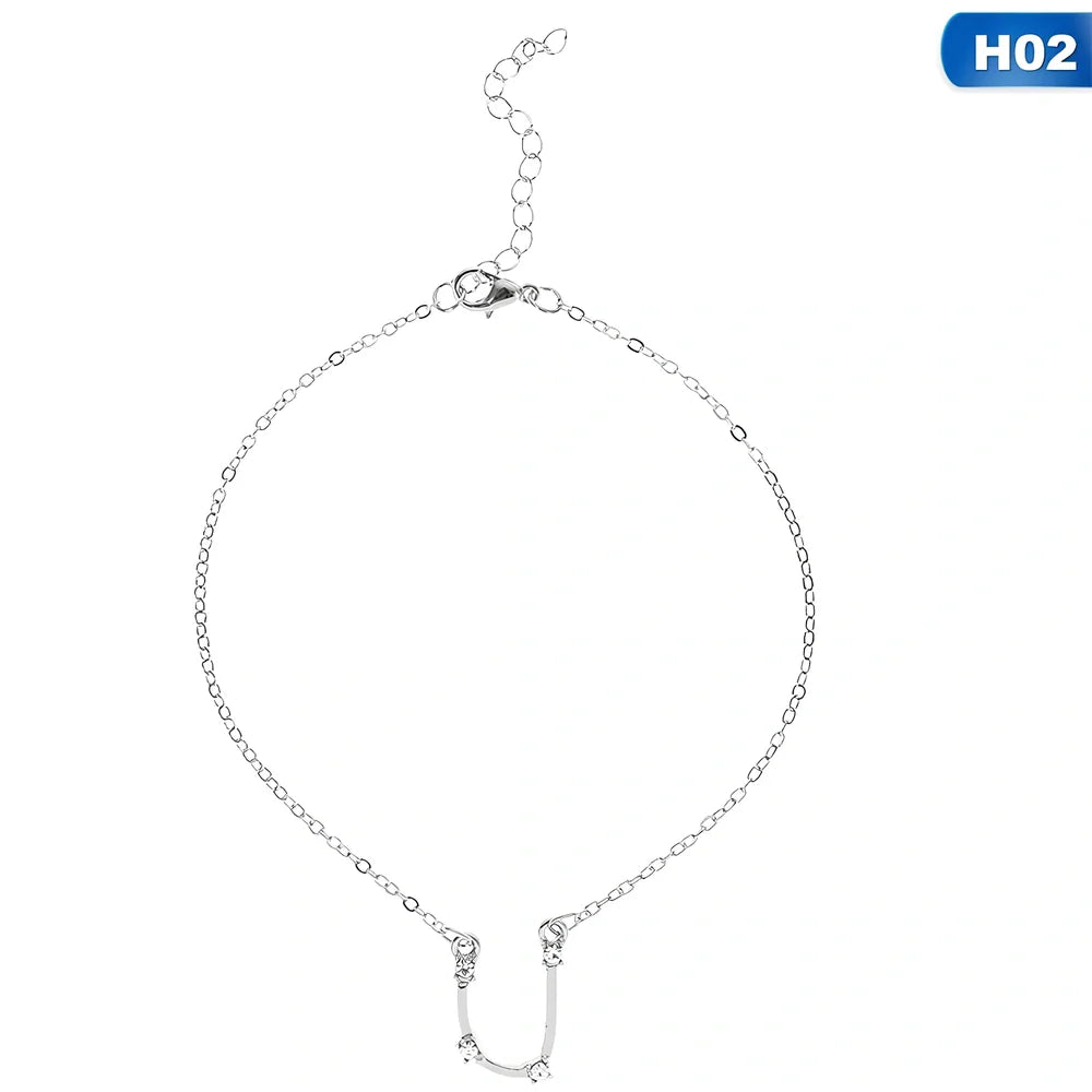 Golden alloy anklet with Aquarius constellation charm, adjustable 20-25cm length, electroplated finish for zodiac accessory