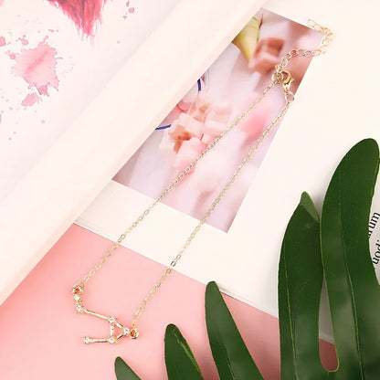 Golden alloy anklet with Aquarius constellation charm, adjustable 20-25cm length, electroplated finish for zodiac accessory