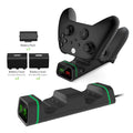 Xbox dual charging station with two controllers on ABS base, black colour, with Micro USB cable and battery packs