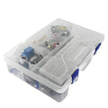 Arduino Uno R3 Starter Kit with white storage box, RFID module, and electronic components
