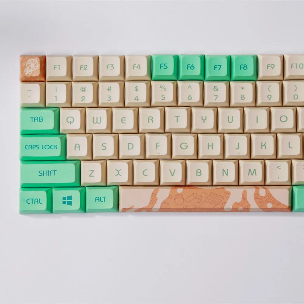Mint toffee coloured DSA ball cap PBT sublimation keycap set for mechanical keyboards