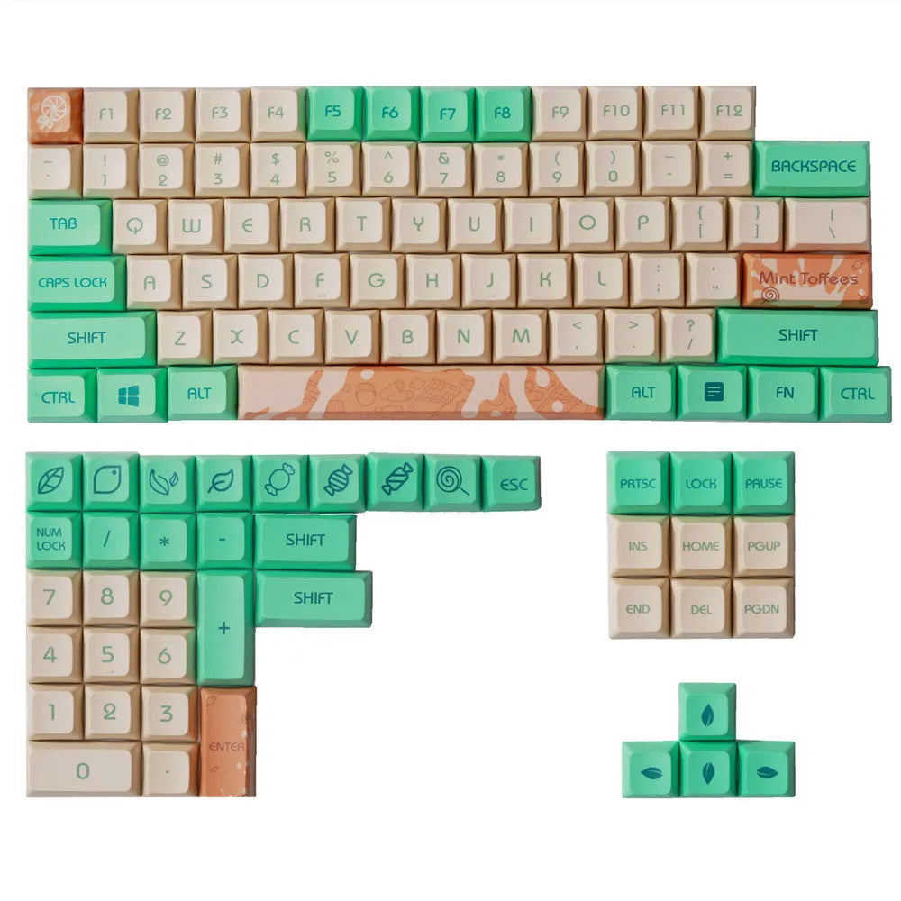 Mint toffee coloured DSA ball cap PBT sublimation keycap set for mechanical keyboards