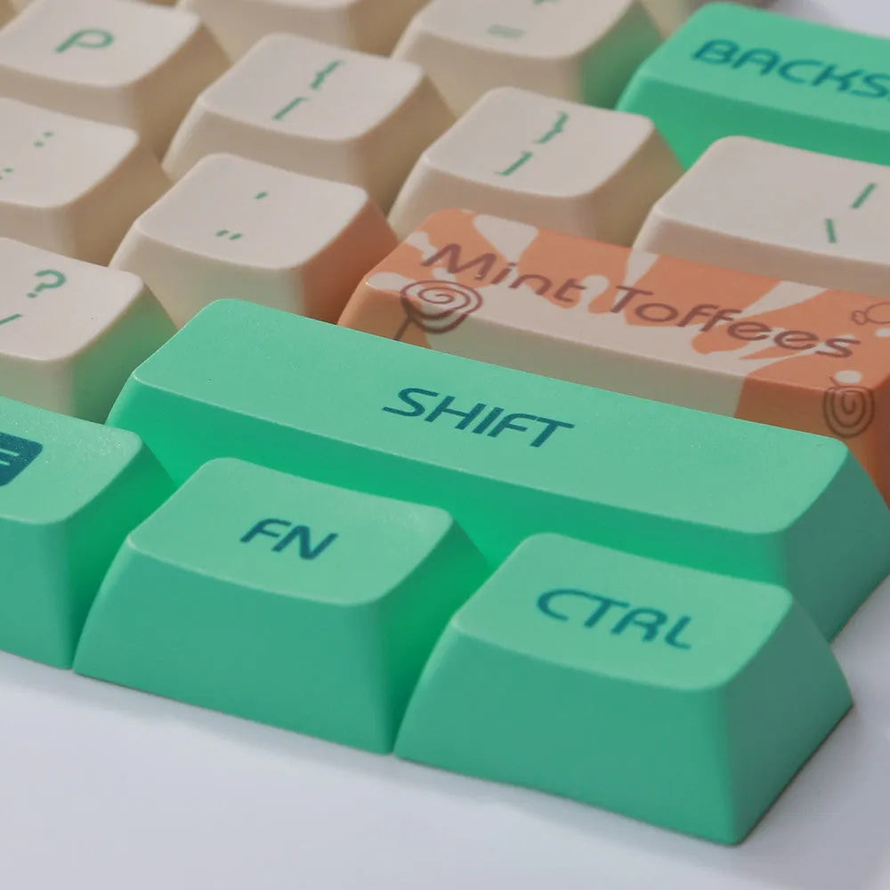 Mint toffee coloured DSA ball cap PBT sublimation keycap set for mechanical keyboards