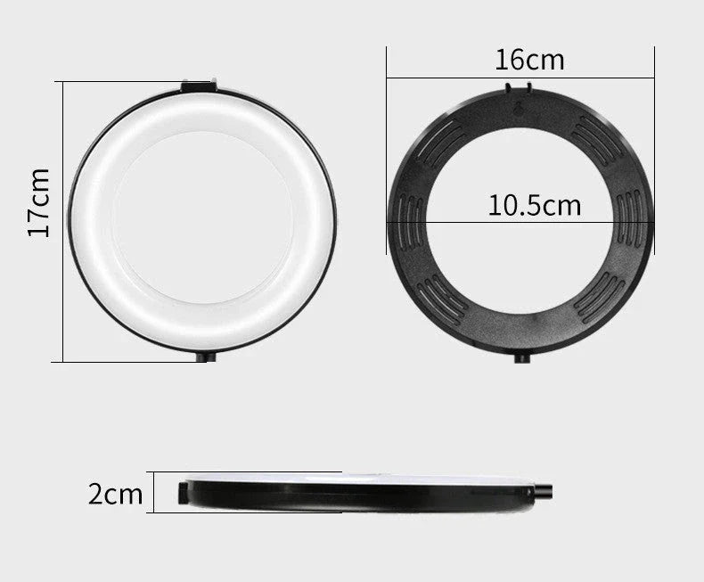 Clip-on lighting device with circular design for soft, even illumination during video calls and photography