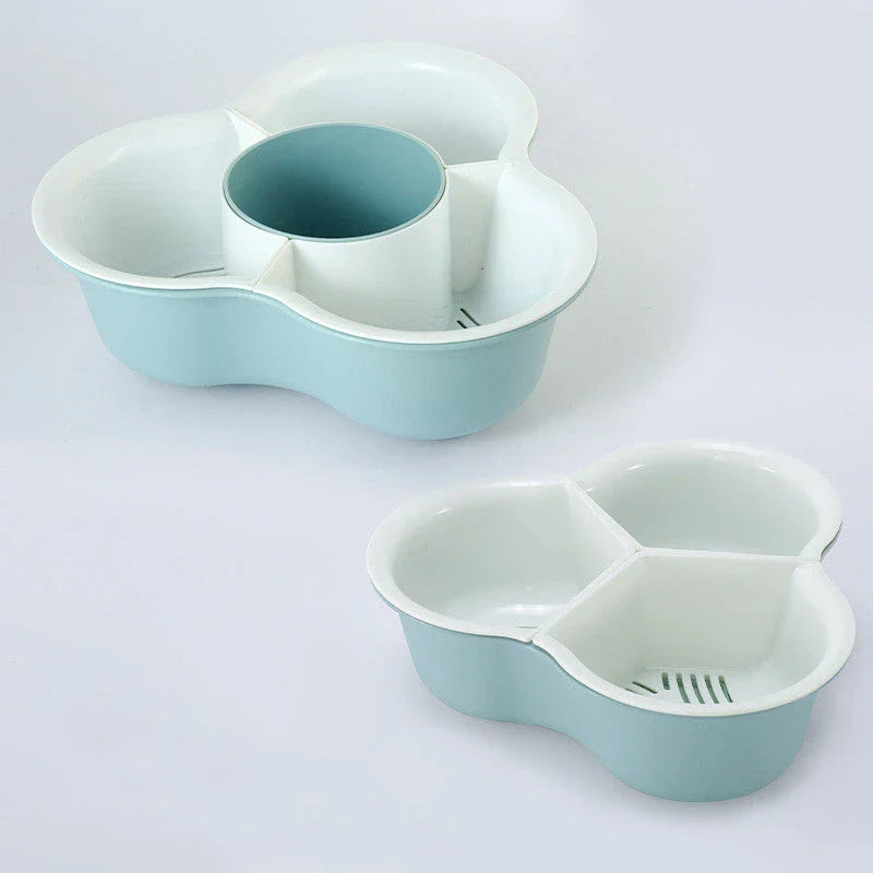 Double layer vegetable basket with detachable compartments in Nordic style colours