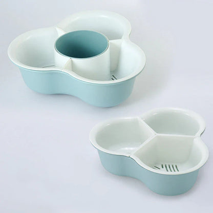 Double layer vegetable basket with detachable compartments in Nordic style colours