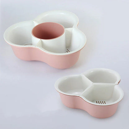 Double layer vegetable basket with detachable compartments in Nordic style colours