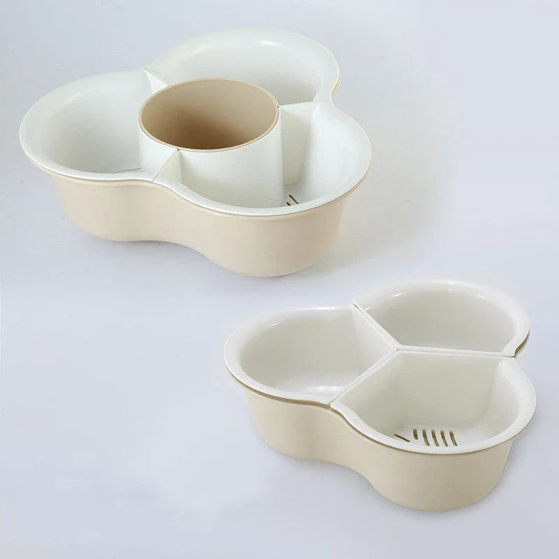 Double layer vegetable basket with detachable compartments in Nordic style colours