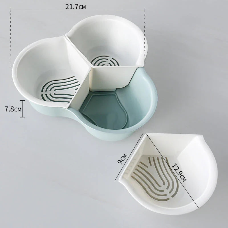 Double layer vegetable basket with detachable compartments in Nordic style colours