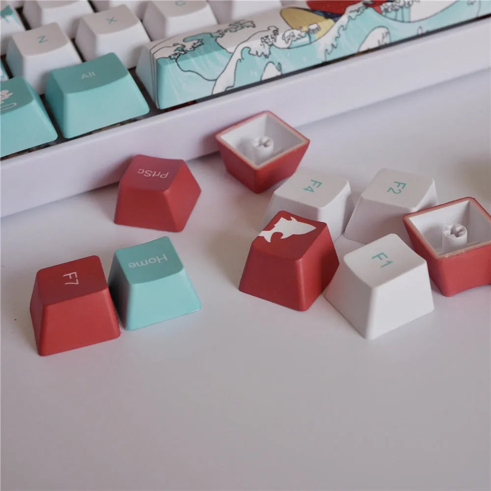Coral Sea 108 keycap set blue Japanese radical layout for GH60 GK64 mechanical keyboard