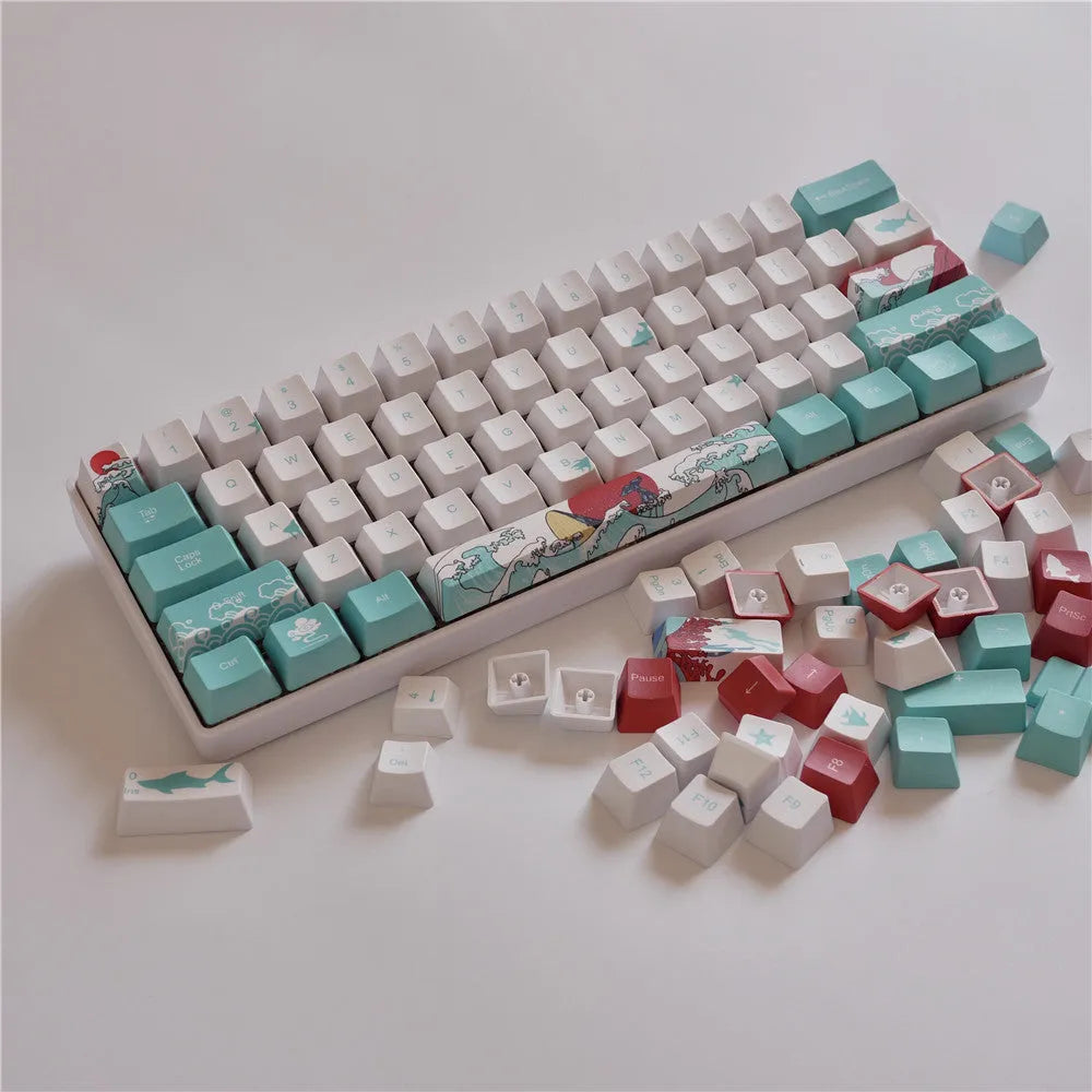 Coral Sea 108 keycap set blue Japanese radical layout for GH60 GK64 mechanical keyboard