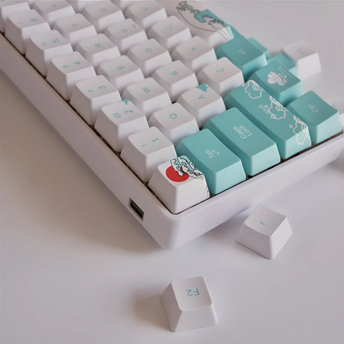 Coral Sea 108 keycap set blue Japanese radical layout for GH60 GK64 mechanical keyboard