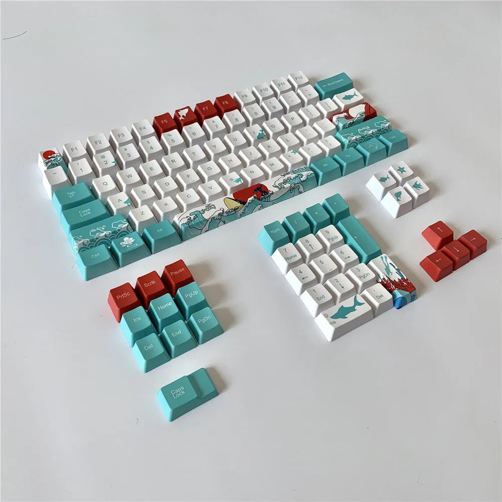 Coral Sea 108 keycap set blue Japanese radical layout for GH60 GK64 mechanical keyboard