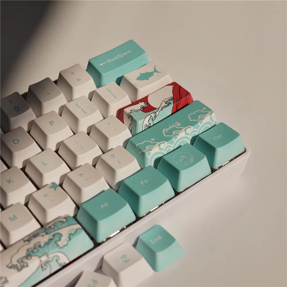 Coral Sea 108 keycap set blue Japanese radical layout for GH60 GK64 mechanical keyboard