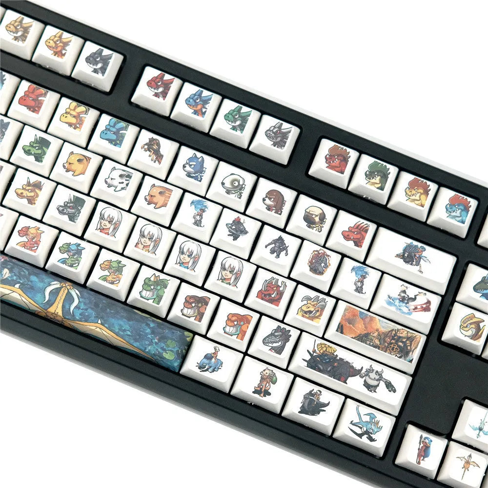 Wireless keyboard with colourful cartoon character sublimation keycaps and multimedia function keys