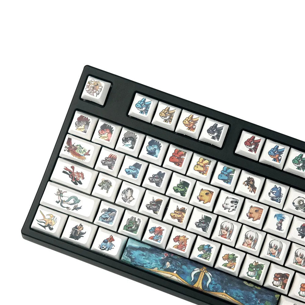 Wireless keyboard with colourful cartoon character sublimation keycaps and multimedia function keys