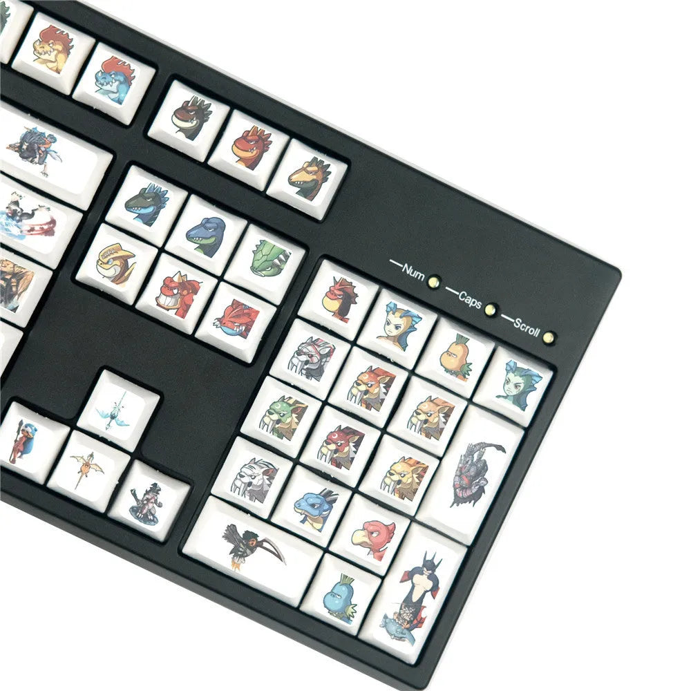 Wireless keyboard with colourful cartoon character sublimation keycaps and multimedia function keys