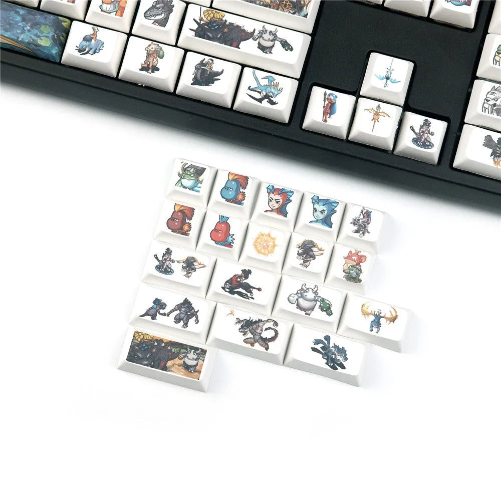 Wireless keyboard with colourful cartoon character sublimation keycaps and multimedia function keys