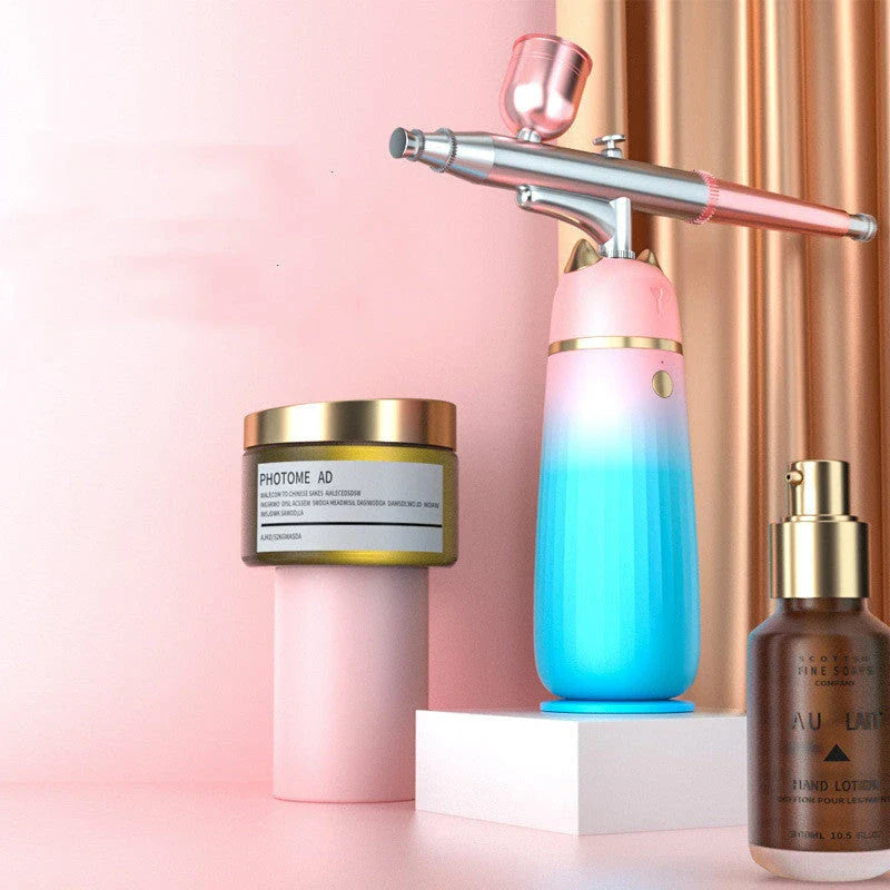 Hand-Held Portable High Pressure Oxygen Injector in Lake Blue for skin hydration