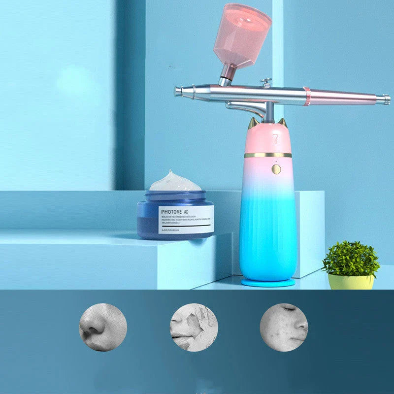 Hand-Held Portable High Pressure Oxygen Injector in Lake Blue for skin hydration