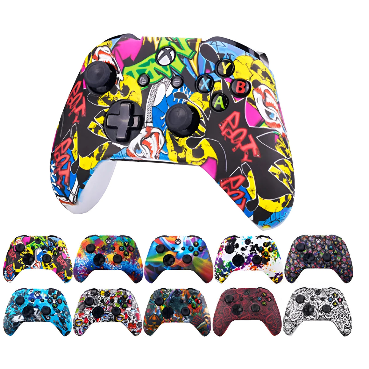 Pink silicone camouflage controller cover for Xbox One with precise cutouts